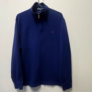 Ralph Lauren Men's Navy Blue Quarter-Zip Sweatshirt—Large